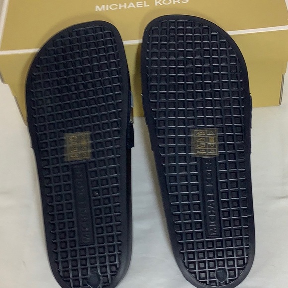 NIB Michael Kors Brandy Slides Blue - Picture 3 of 4
